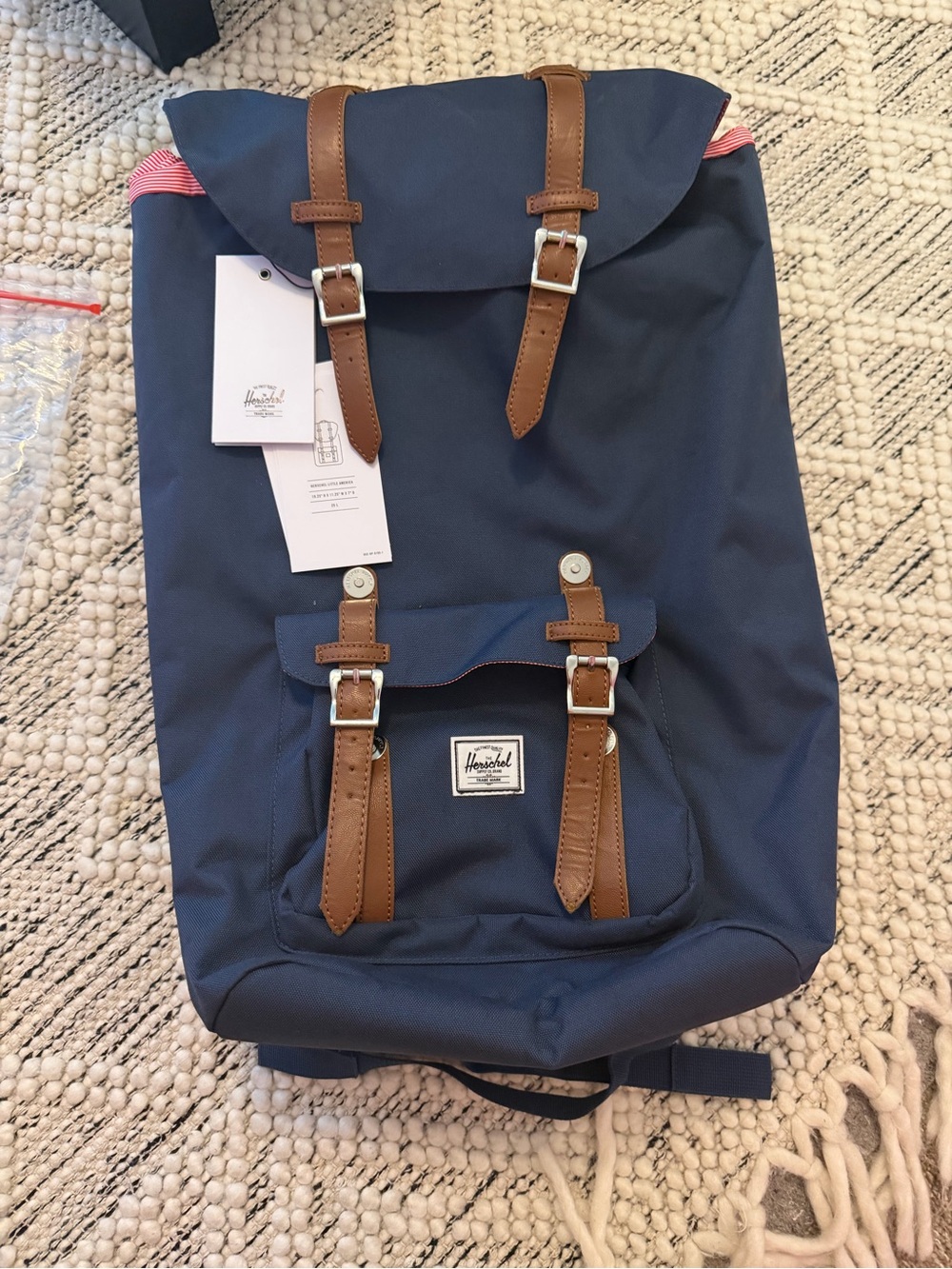 Herschel Supply Company Classic Navy little America Backpack with Brown Accents